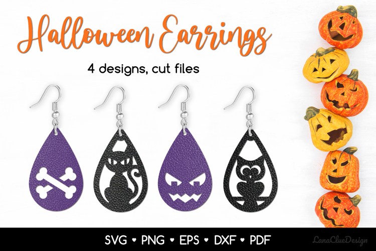 Teardrop Halloween Earrings SVG Cut Files, Halloween Jewelry