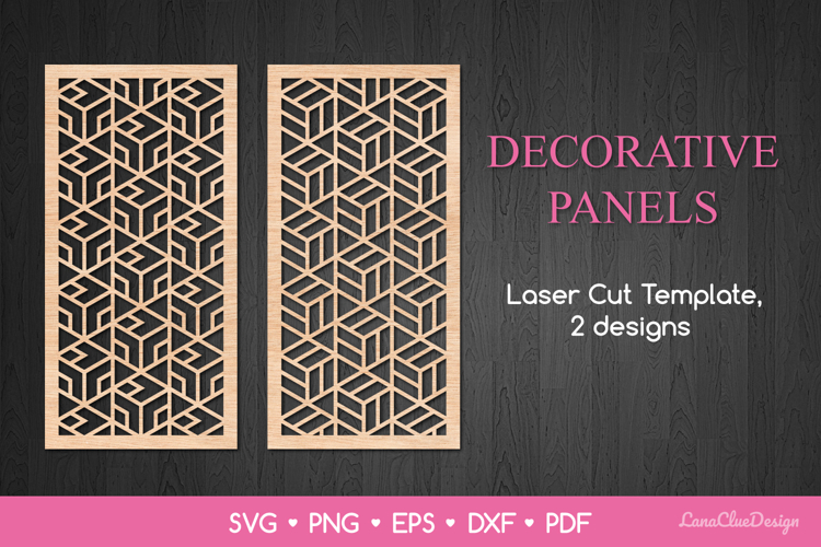 Vertical Panels with Geometric Pattern SVG Laser Cut