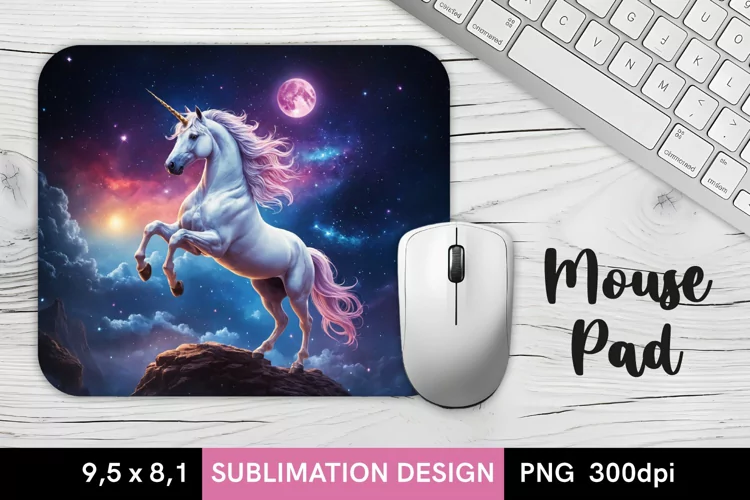 Unicorn at Space - MousePad Sublimation Design