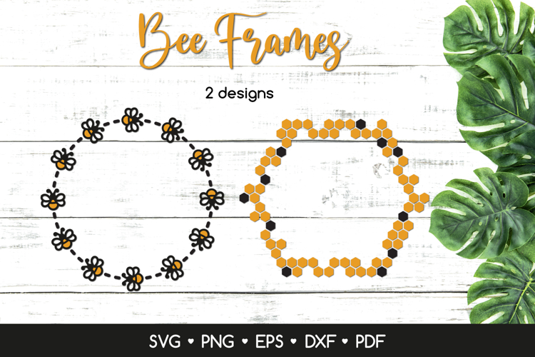 Bee and Honeycomb Monogram Frames SVG