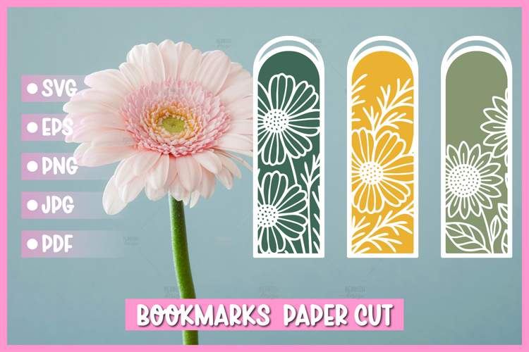 3 Floral Bookmarks Paper cut SVG Laser cut,Cricut,Silhouette