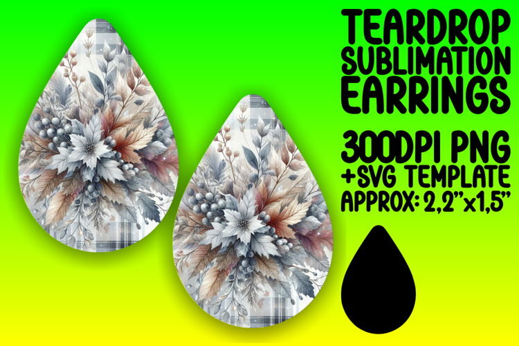 Cute Teardrop Earrings PNG Artwork , Autumn Flower