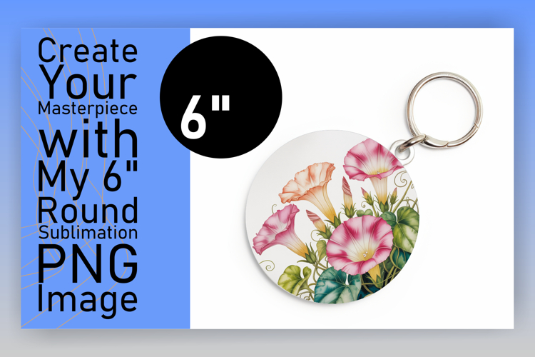Whimsical Round Design Keychain PNG , Flowers