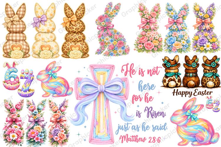 Brushstroke Easter Bunny PNG, Happy Easter PNG, Easter Bunny