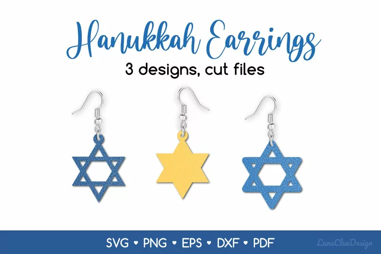 Hanukkah Star David Earrings SVG for crafters - 3 items