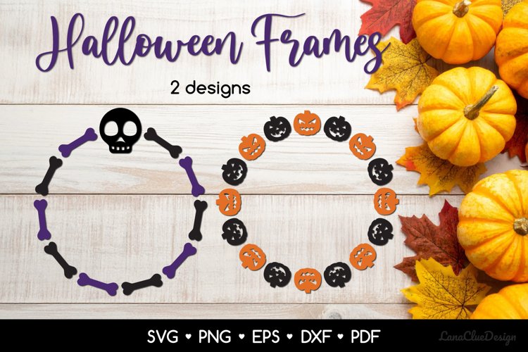 Circle Halloween Frames SVG, Round Halloween Monograms SVG