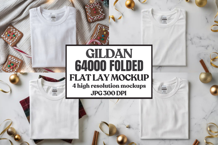 Gildan 64000 Folded Christmas Flat Lay T-shirt