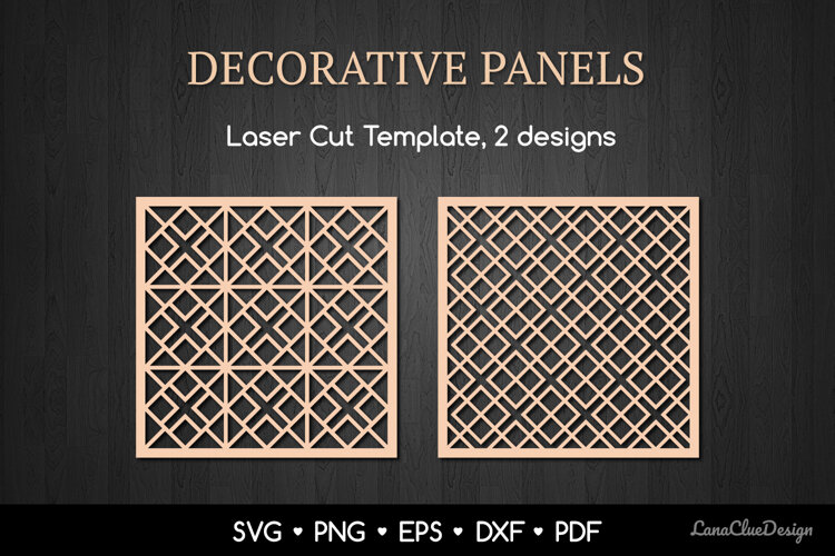 2 Square Panels with Geometric Pattern SVG Laser Cut example image 1