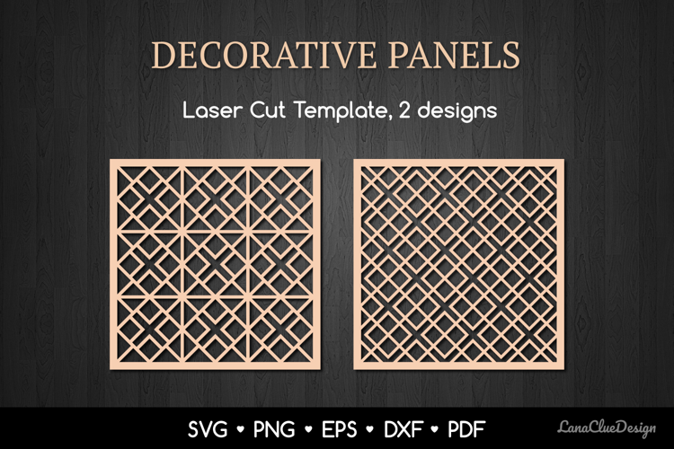 2 Square Panels with Geometric Pattern SVG Laser Cut
