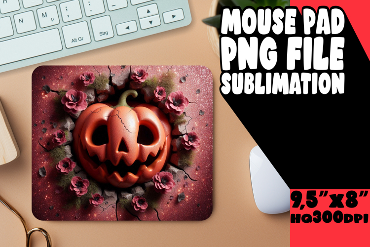 CHEERFUL DESK MAT FUN SUBLIMATION, 3D Pumpkin