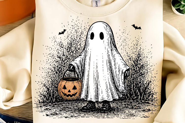 Vintage Halloween Ghost Witch PNG, Ghost Coffee PNG, Spooky