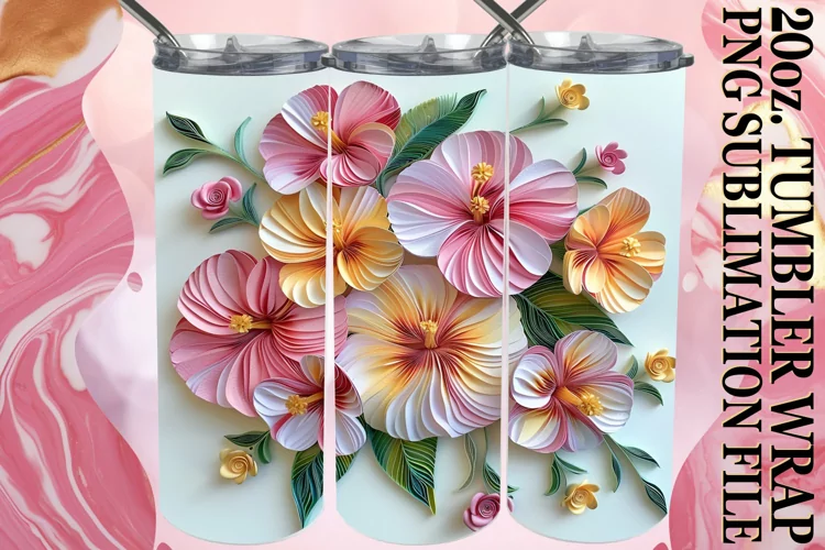 Vibrant Petal Blossom 3D 20oz Tumbler Design