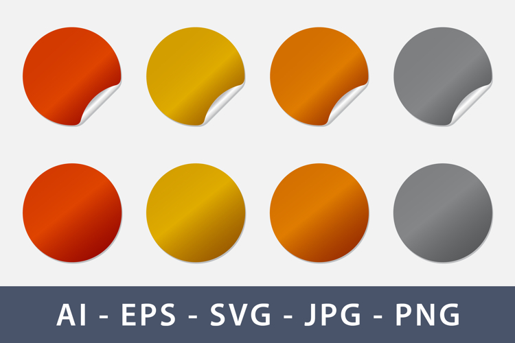 Metallic Round Stickers with Peeled Corner Effect