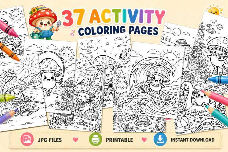 Funny kids Coloring Pages Cute Mushroom Coloring Pages