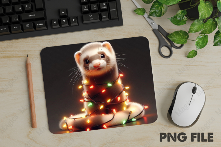 Ferret, Christmas Animal Mouse Pad PNG,Cute Pet Gift