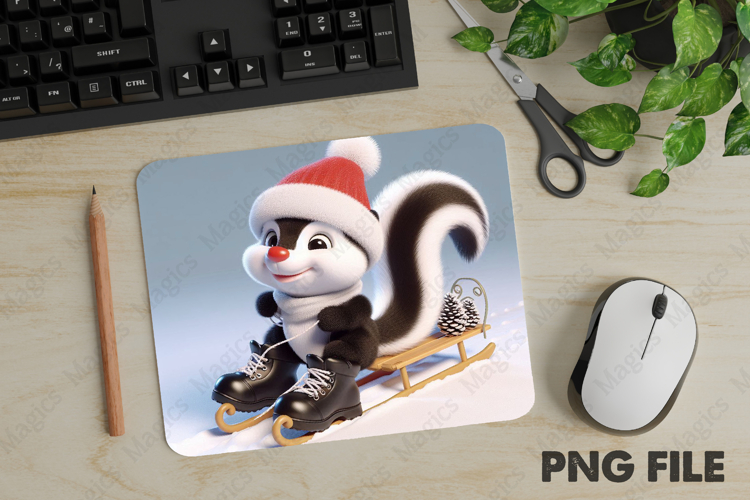 Christmas Skunk, Christmas Animal Mouse Pad PNG