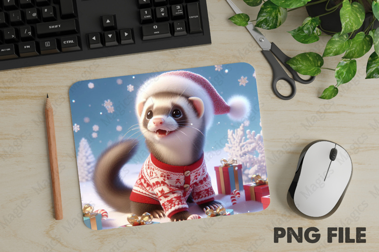Ferret, Christmas Animal Mouse Pad PNG,Cute Pet Gift