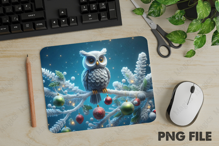 Christmas Owl, Christmas Animal Mouse Pad PNG,Cute Pet Gift