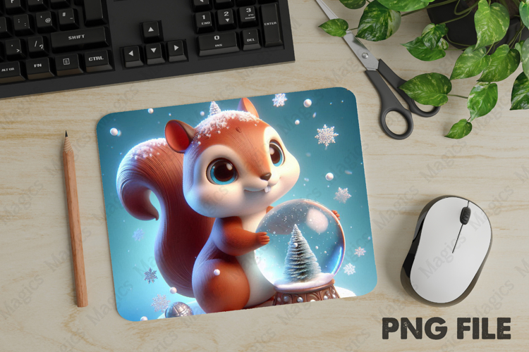 Christmas Squirrel, Christmas Animal Mouse Pad PNG
