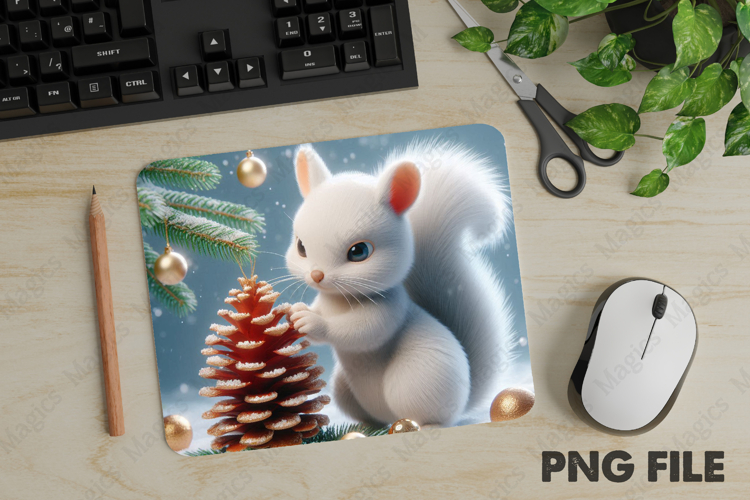 Christmas Squirrel, Christmas Animal Mouse Pad PNG,Cute