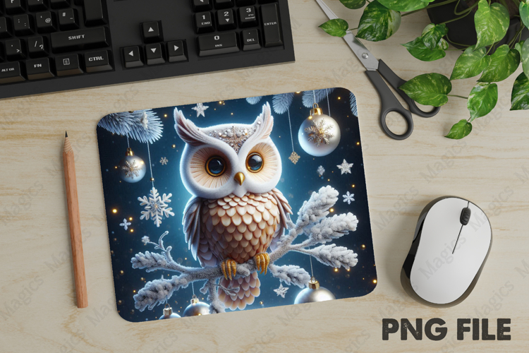 Christmas Owl, Christmas Animal Mouse Pad PNG,Cute Pet Gift