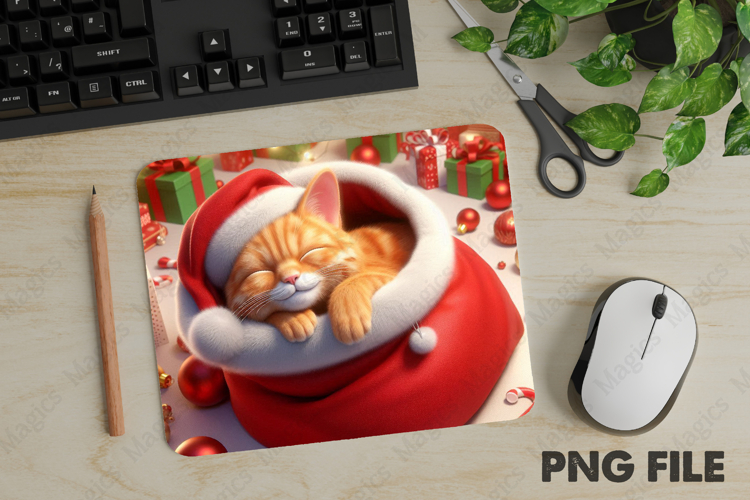 Ginger Cat, Christmas Animal Mouse Pad PNG,Cute Pet Gift