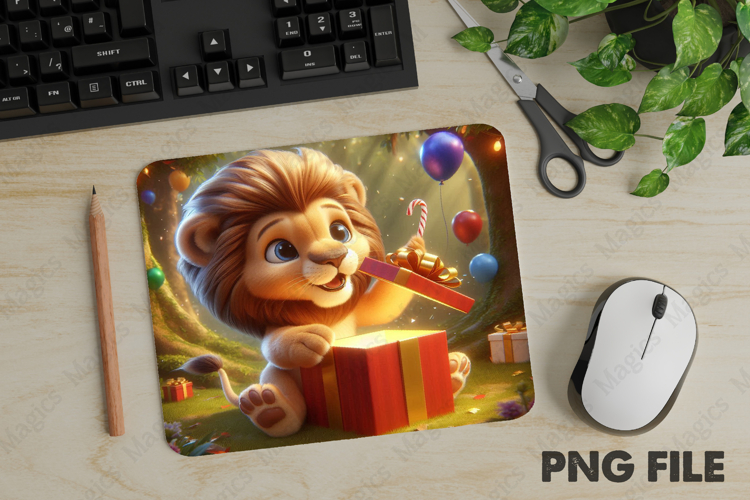 Lion Cub, Christmas Animal Mouse Pad PNG,Cute Pet Gift