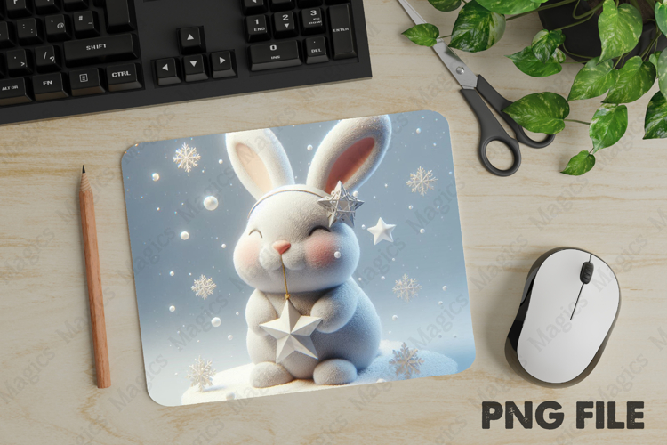 Christmas Snowy Rabbit, Christmas Animal Mouse Pad PNG