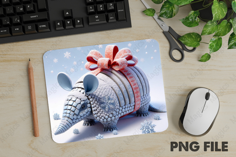 Armadillo, Christmas Animal Mouse Pad PNG,Cute Pet Gift example image 1