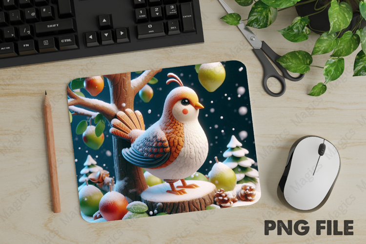 Christmas Partridge, Christmas Animal Mouse Pad PNG