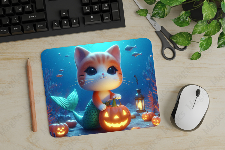 Mermaid, Halloween Mouse Pad PNG, Cute Pet Gift
