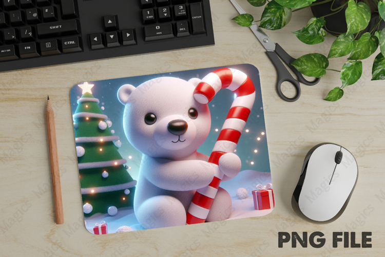 Christmas Polar Bear, Christmas Animal Mouse Pad PNG,Cute Pe