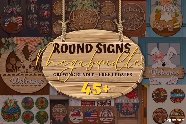 Welcome Sign Laser Cut Megabundle | Glowforge | SVG