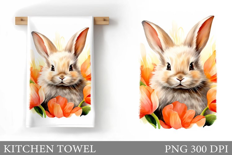 Bunny Kitchen Towel Design. Spring Bunny Kitchen Towel