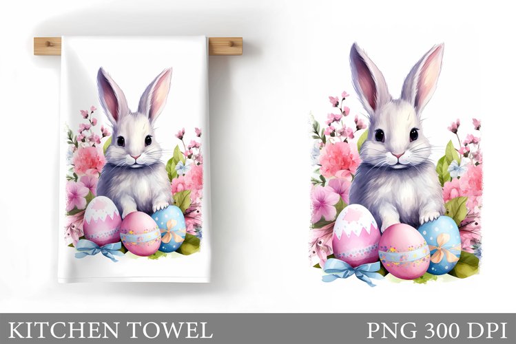 Easter Bunny Kitchen Towel. Easter Kitchen Towel Template