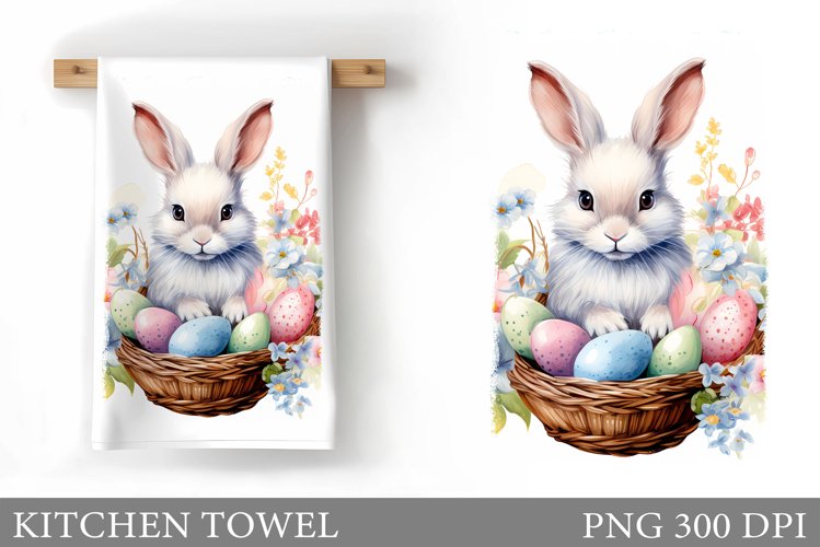 Easter Kitchen Towel Sublimation. Bunny Easter Kitchen Towel
