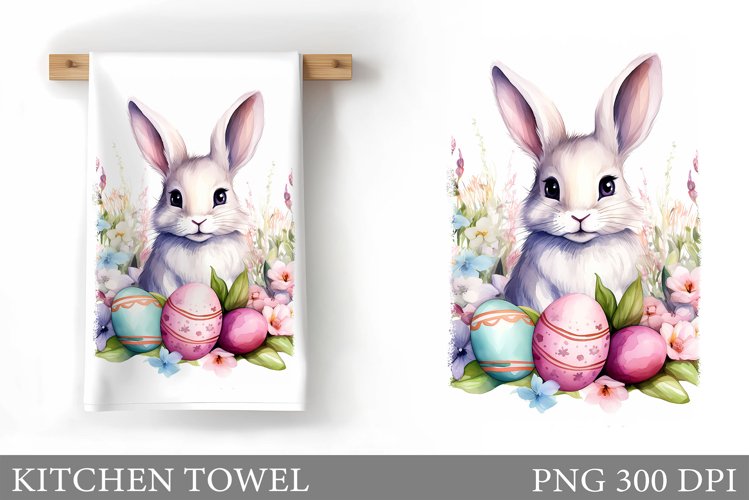 Easter Bunny Kitchen Towel . Easter Kitchen Towel Design