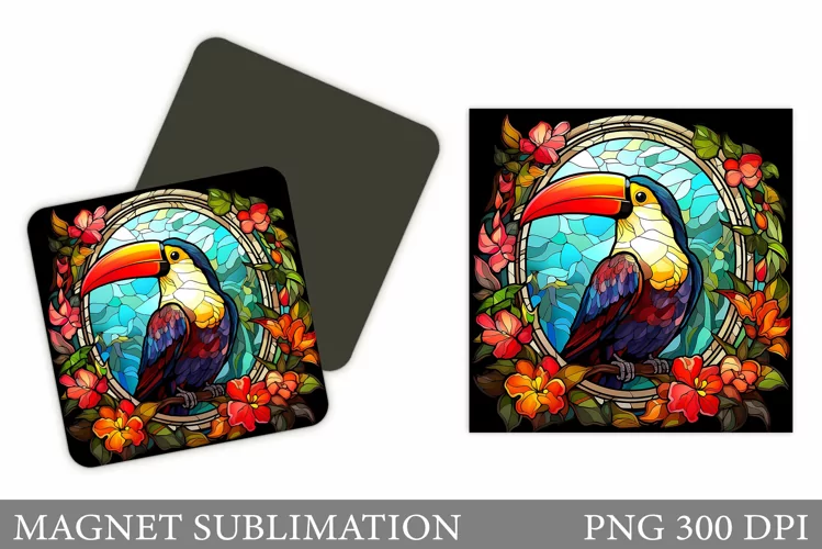 Stained Glass Toucan Magnet. Toucan Magnet Sublimation