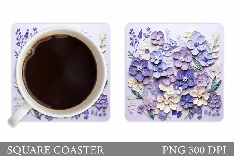 3D Flowers Coaster Design. Flowers Coaster Sublimation