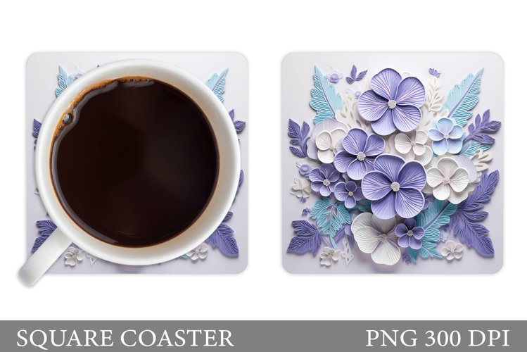 3D Flowers Coaster Design. Flowers Coaster Sublimation example image 1