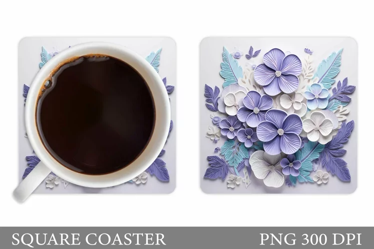 3D Flowers Coaster Design. Flowers Coaster Sublimation