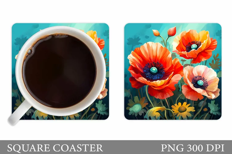 Flowers Coaster Design. Flowers Coaster Sublimation