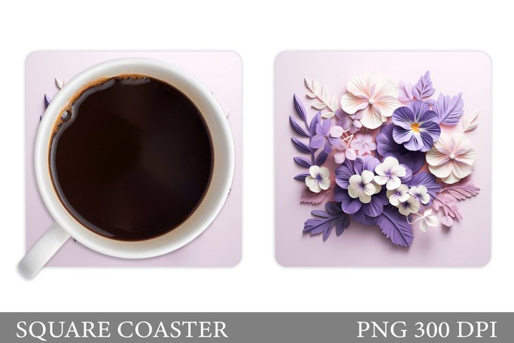 3D Flowers Coaster. 3D Spring Flowers Coaster Sublimation example image 1