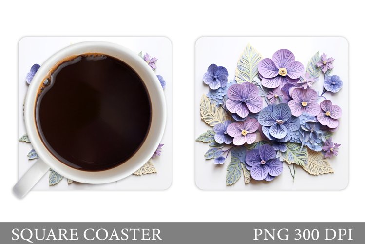 3D Flowers Coaster Design. 3D Flowers Coaster Sublimation example image 1
