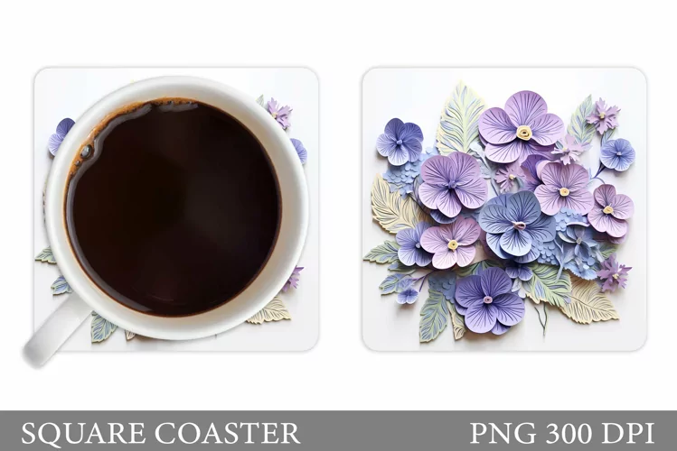3D Flowers Coaster Design. 3D Flowers Coaster Sublimation