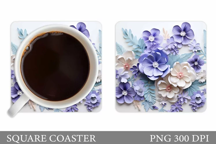 3D Flowers Coaster Design. 3D Daisy Flowers Coaster