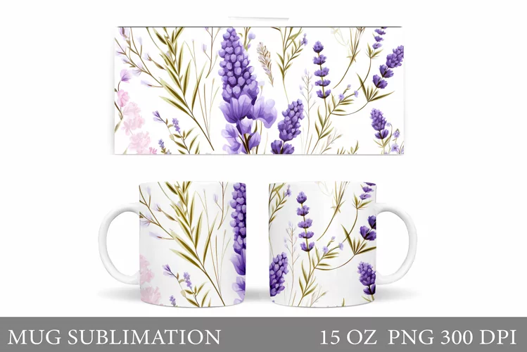Lavender Mug Sublimation. Flowers Mug Design