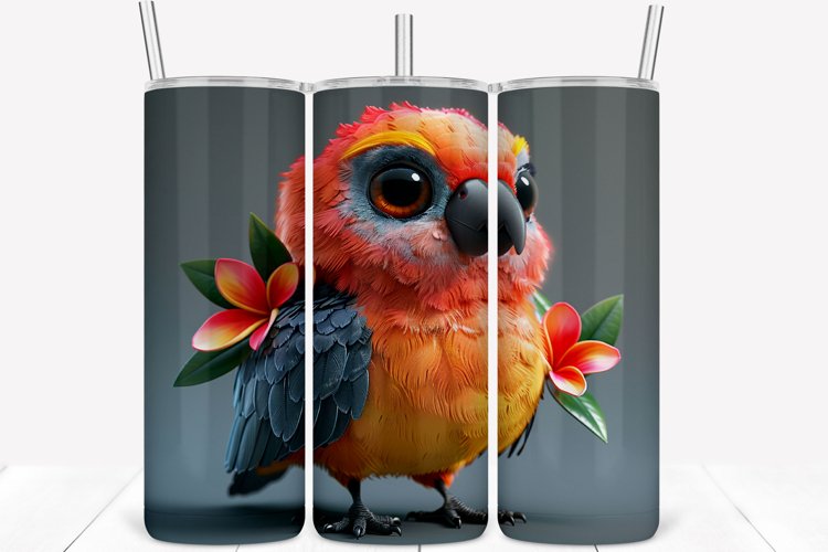 3D Cartoon Bird 20oz Skinny Tumbler Wrap