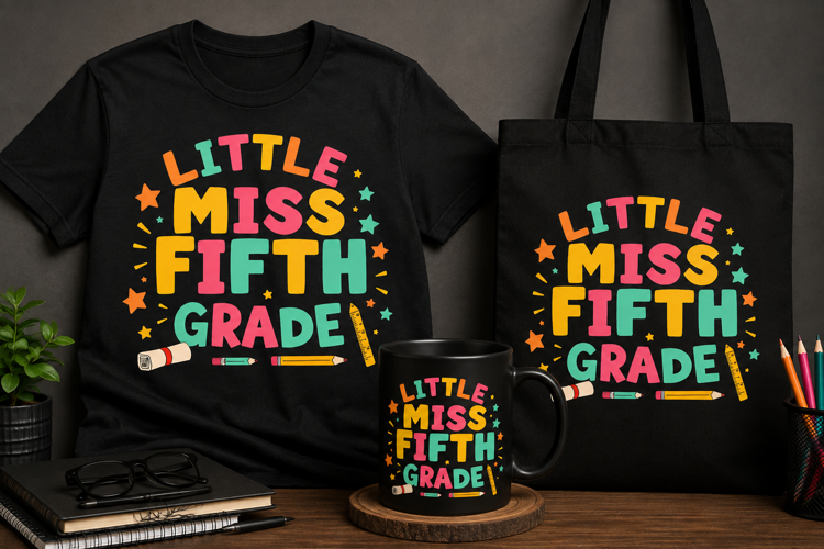 Little Miss Fifth Grade PNG | Colorful Teacher School Design