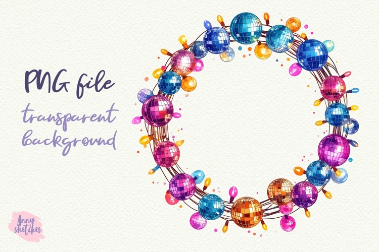 Retro Christmas Frame Disco Ball Clipart Groovy Disco PNG